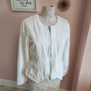 NWT BlankNYC Part time lover jacket L white denim jean jacket  TT6